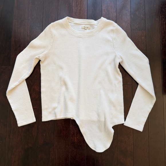 Madewell Tops - Madewell White Ivory Knot-Front Ribbed Long Sleeve Size Small Women’s